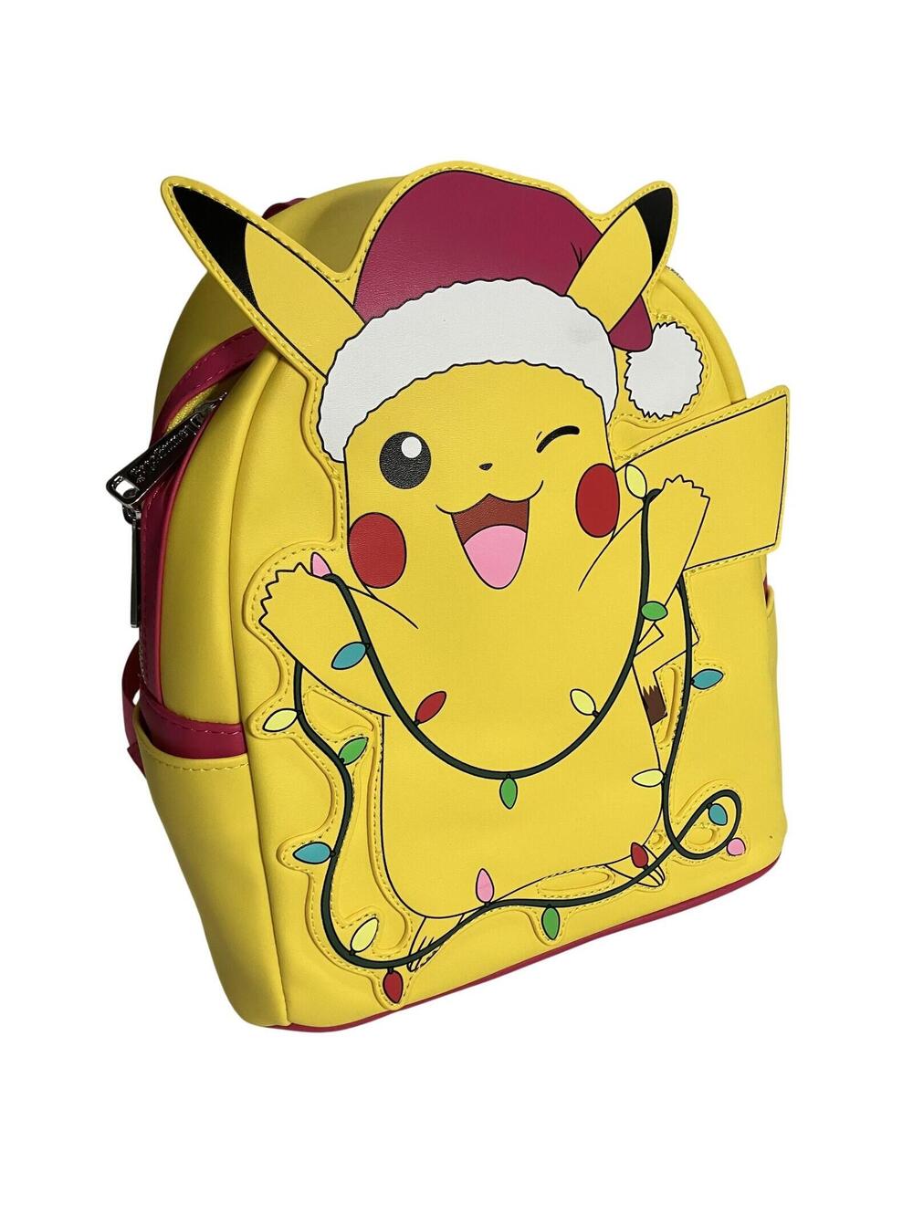 Loungefly Pokemon Pikachu Mini Backpack Womens Yellow Santa Lights Up Christmas
